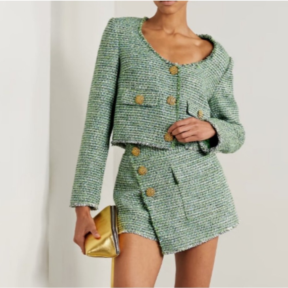 Self-Portrait Green Tweed Jacket